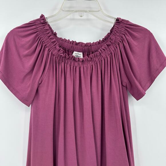 Wilfred Sartre Aritzia Off Shoulder Blouse Short Sleeve Mauve Womens Sz XXS - Picture 4 of 11
